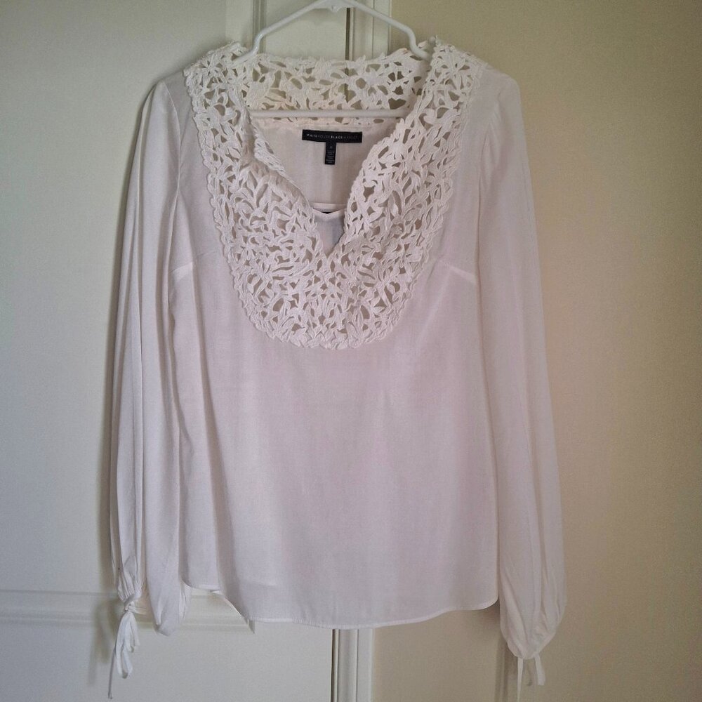 White House Black Market Crochet Lace Boho Blouse with Camisole - Size 0